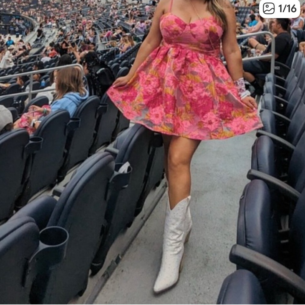 Showpo Pink Floral Prom Dress